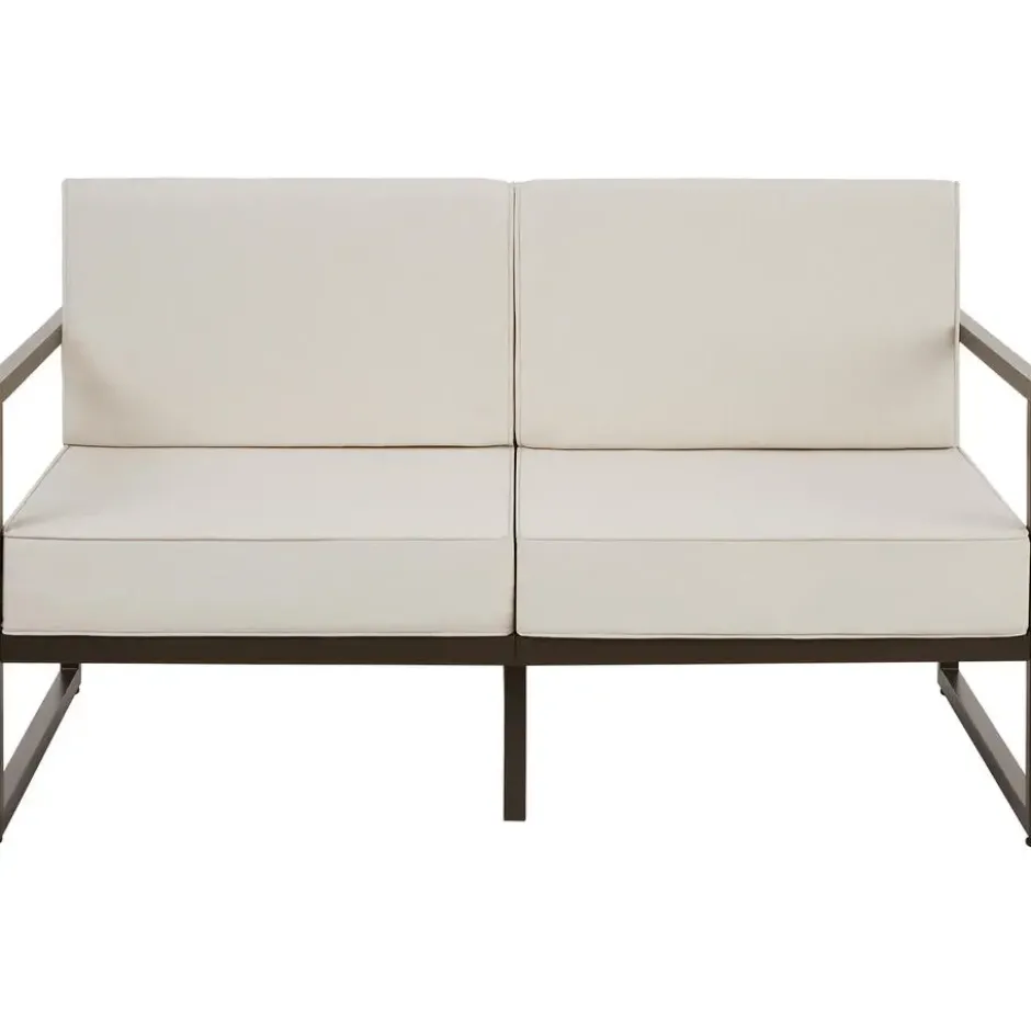 tectake - Tuin-loungebank Comosa, 2-zits, ultradikke kussens, Bruin / Beige