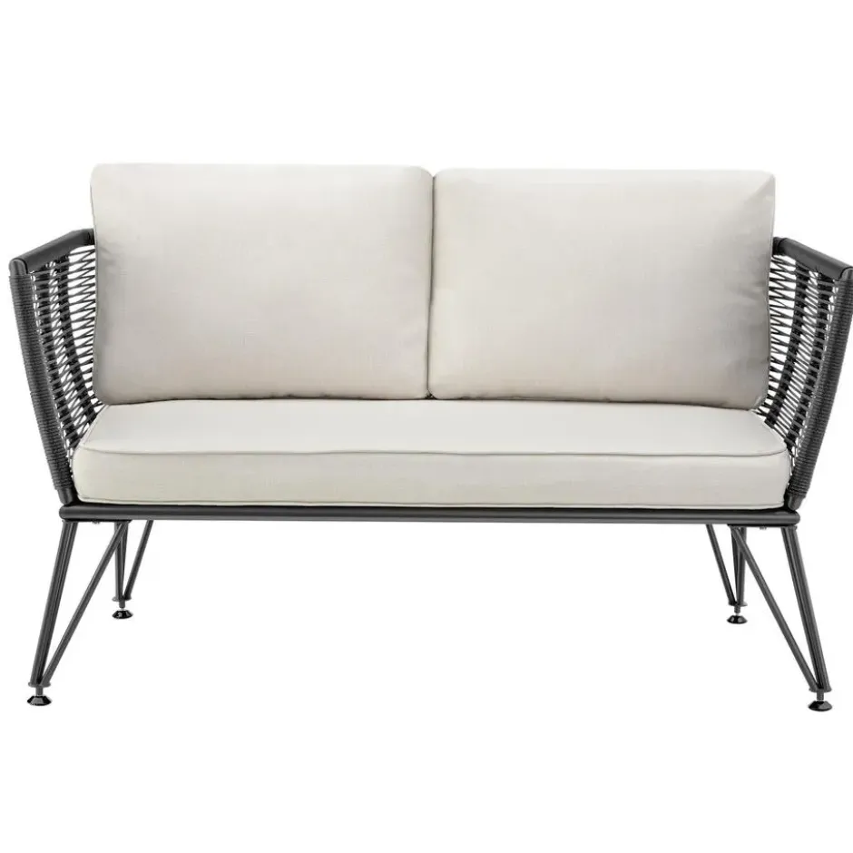 tectake - Tuin-loungebank Sundo in rope-design van wicker, Antraciet