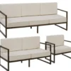 tectake Tuin-loungeset Comosa voor 6 personen, XXL kussens, Bruin / Beige