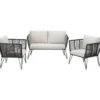 tectake Tuin-loungeset Sundo in rope-design van wicker, Antraciet