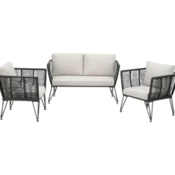tectake Tuin-loungeset Sundo in rope-design van wicker, Antraciet