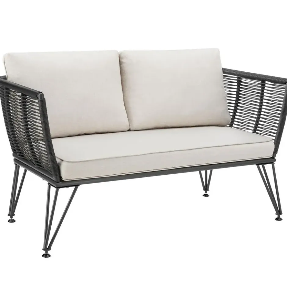 tectake Tuin-loungeset Sundo in rope-design van wicker, Antraciet