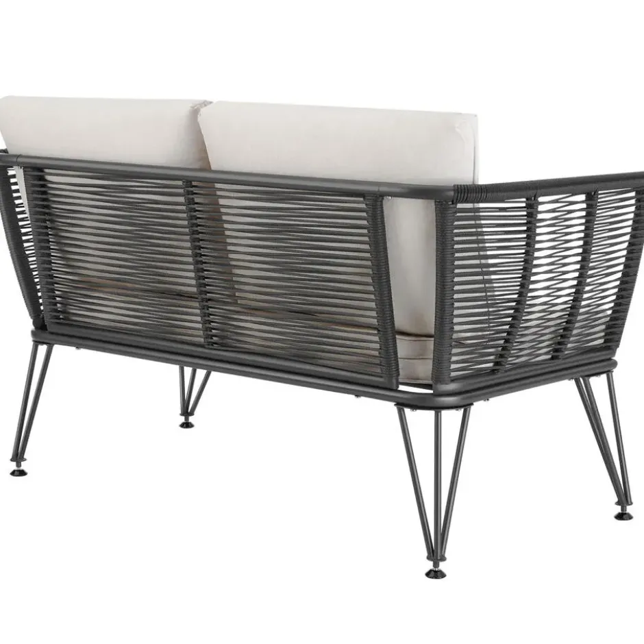 tectake Tuin-loungeset Sundo in rope-design van wicker, Antraciet