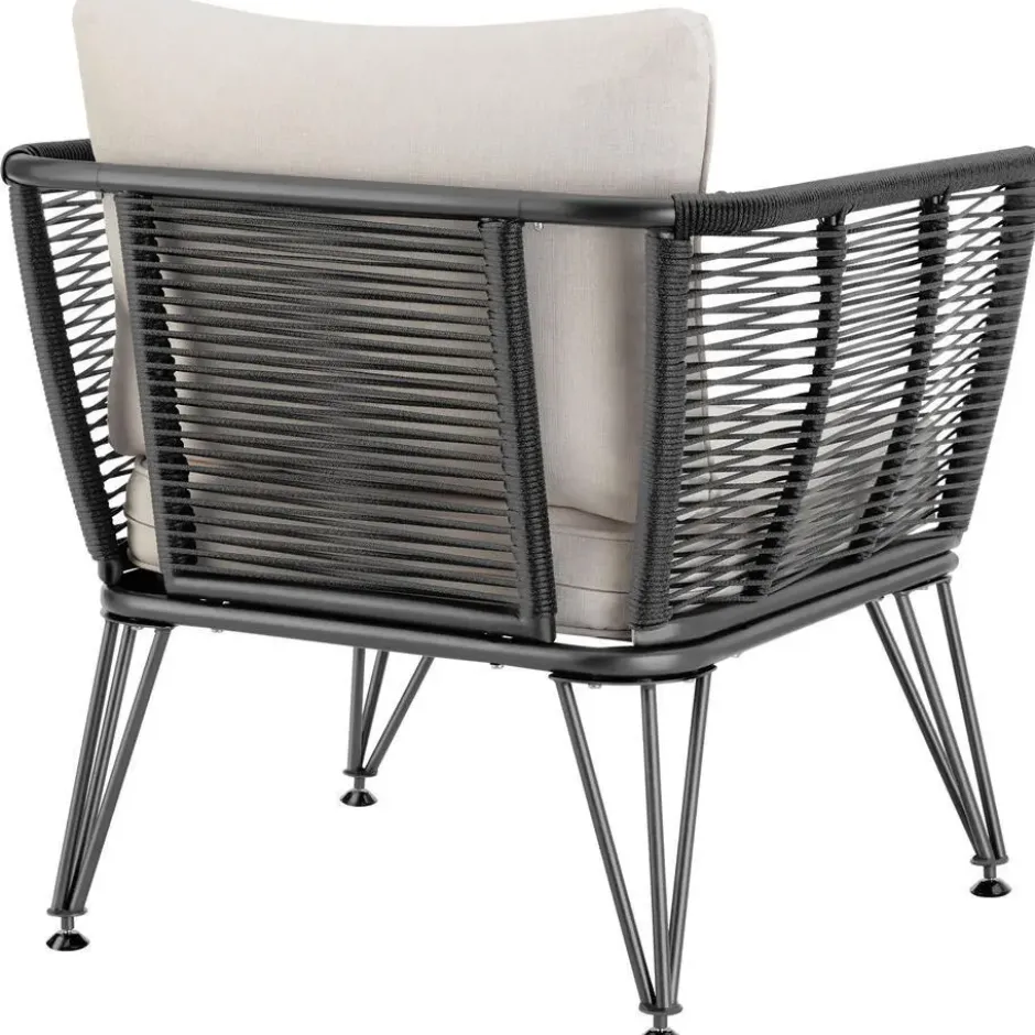 tectake Tuin-loungeset Sundo in rope-design van wicker, Antraciet