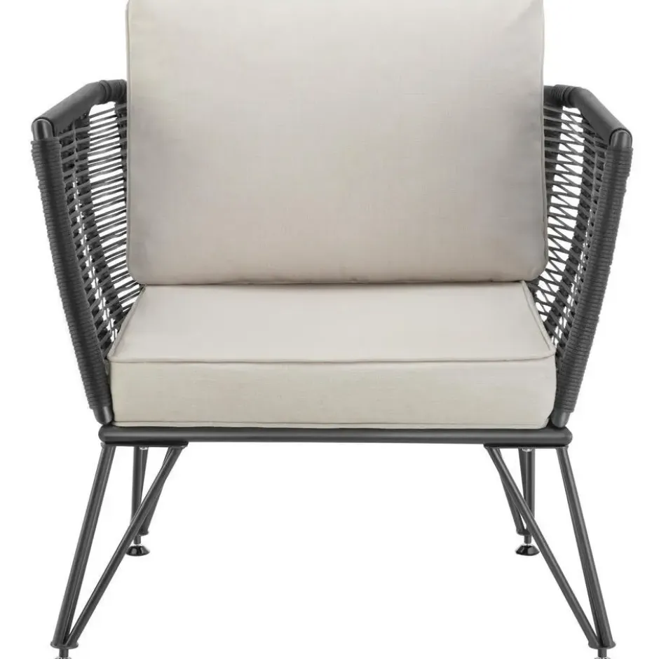 tectake Tuin-loungeset Sundo in rope-design van wicker, Antraciet