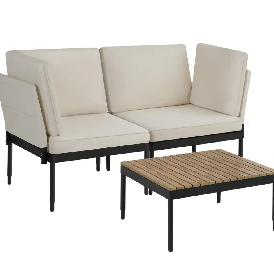 tectake Tuinset Magaluf, 5-in-1-functie, aluminium frame, Antraciet/Grijs