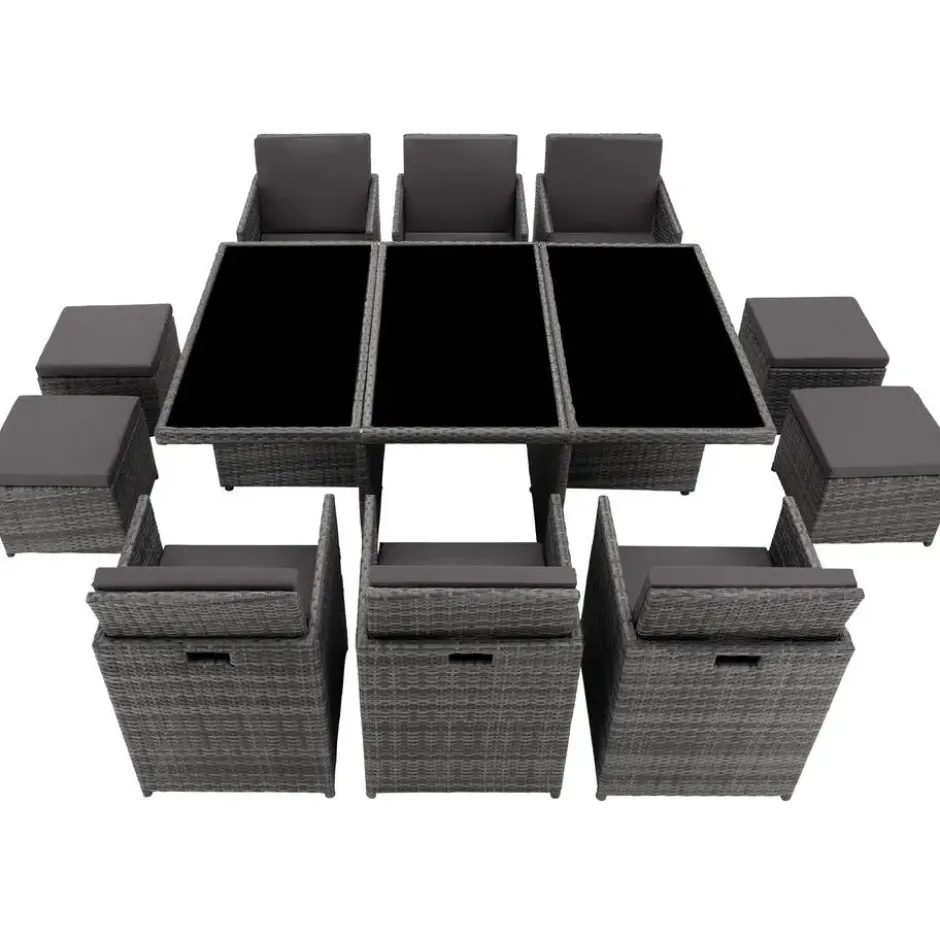 tectake - tuinset New York - wicker - grijs