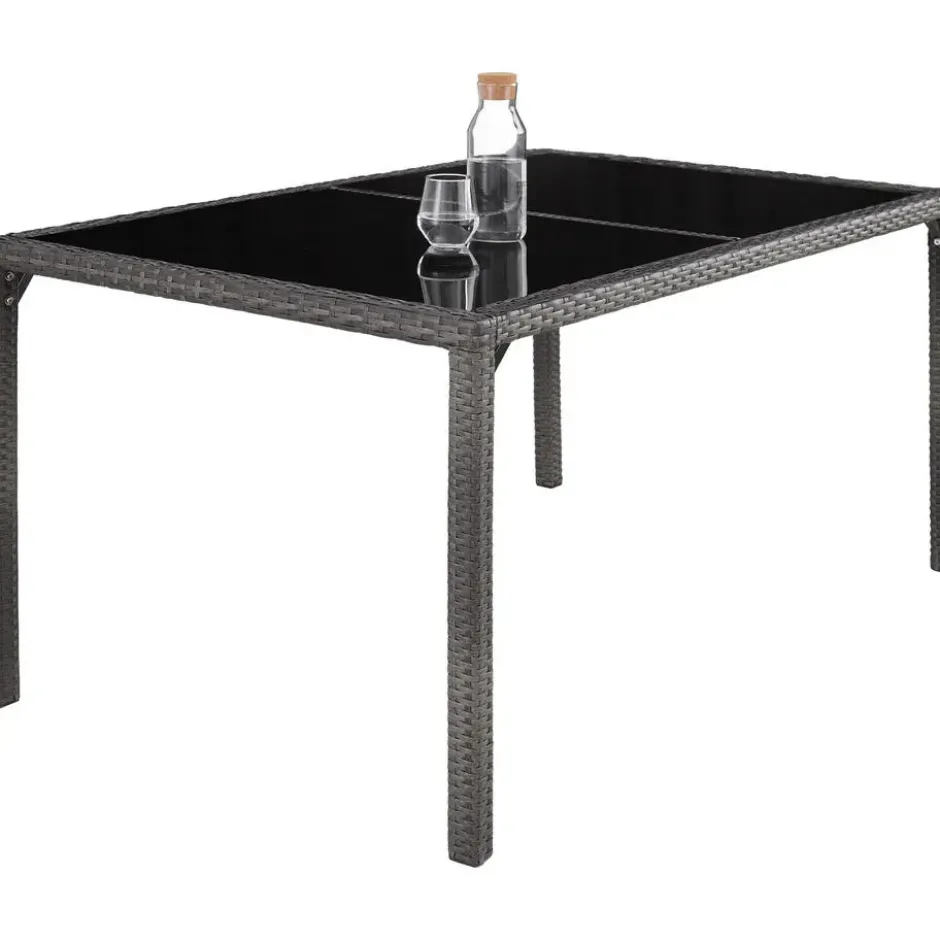tectake - tuinset Porto 6 + 1 - wicker - grijs