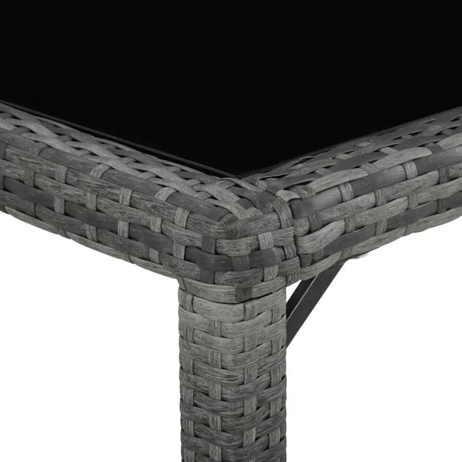 tectake - tuinset 8 stoelen en tafel - wicker - grijs