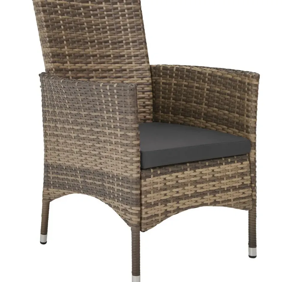 tectake - tuinset 8 stoelen en tafel - wicker - natuurkleur