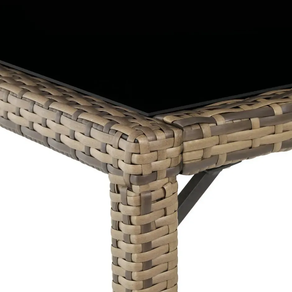 tectake - tuinset 8 stoelen en tafel - wicker - natuurkleur