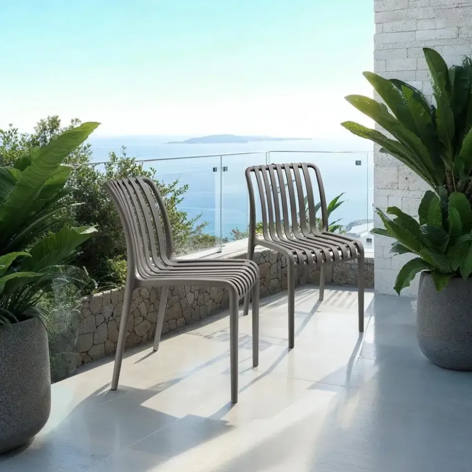 tectake Tuinstoelen Alcudia, weerbestendig, stapelbaar, Antraciet