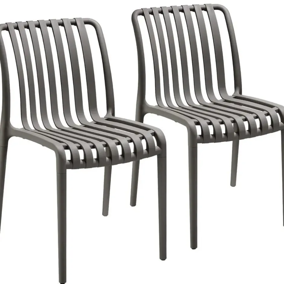 tectake Tuinstoelen Alcudia, weerbestendig, stapelbaar, Antraciet