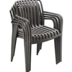 tectake Tuinstoelen Alcudia, weerbestendig, stapelbaar, Antraciet