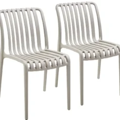 tectake Tuinstoelen Alcudia, weerbestendig, stapelbaar, Taupe