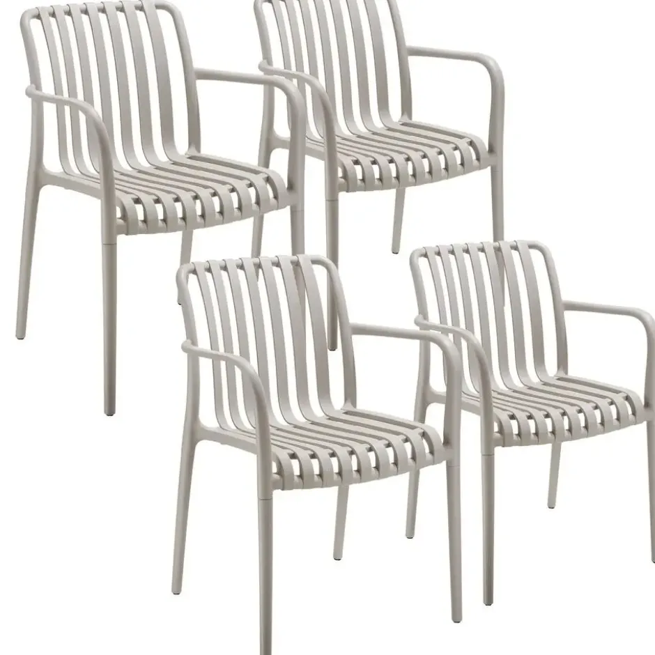 tectake Tuinstoelen Alcudia, weerbestendig, stapelbaar, Taupe