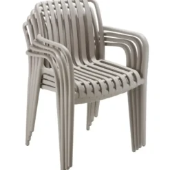 tectake Tuinstoelen Alcudia, weerbestendig, stapelbaar, Taupe