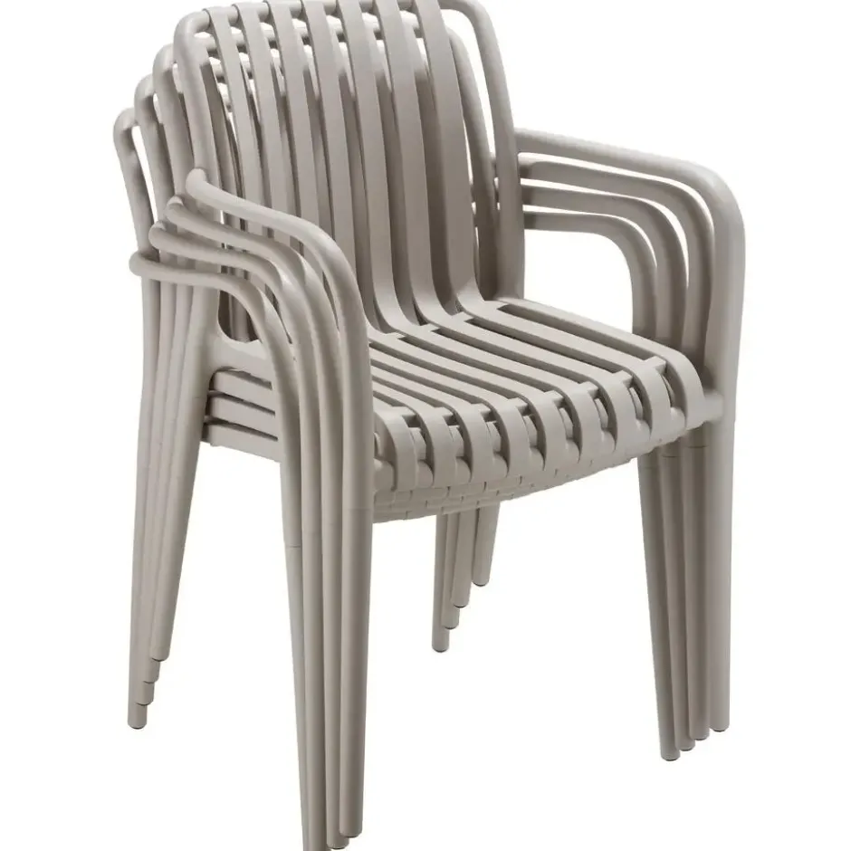 tectake Tuinstoelen Alcudia, weerbestendig, stapelbaar, Taupe