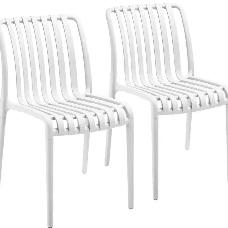 tectake Tuinstoelen Alcudia, weerbestendig, stapelbaar, Crème