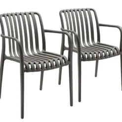 tectake Tuinstoelen Alcudia, weerbestendig, stapelbaar, Antraciet