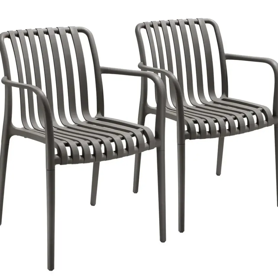 tectake Tuinstoelen Alcudia, weerbestendig, stapelbaar, Antraciet