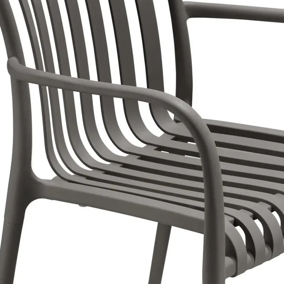 tectake Tuinstoelen Alcudia, weerbestendig, stapelbaar, Antraciet