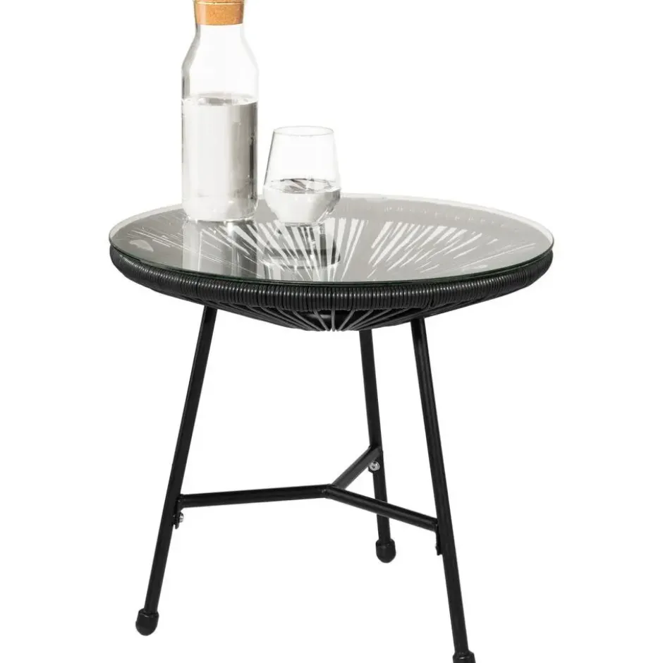 tectake Tuinstoelen Tafel Zwart Staal Veiligheidsglas 2 Stoelen
