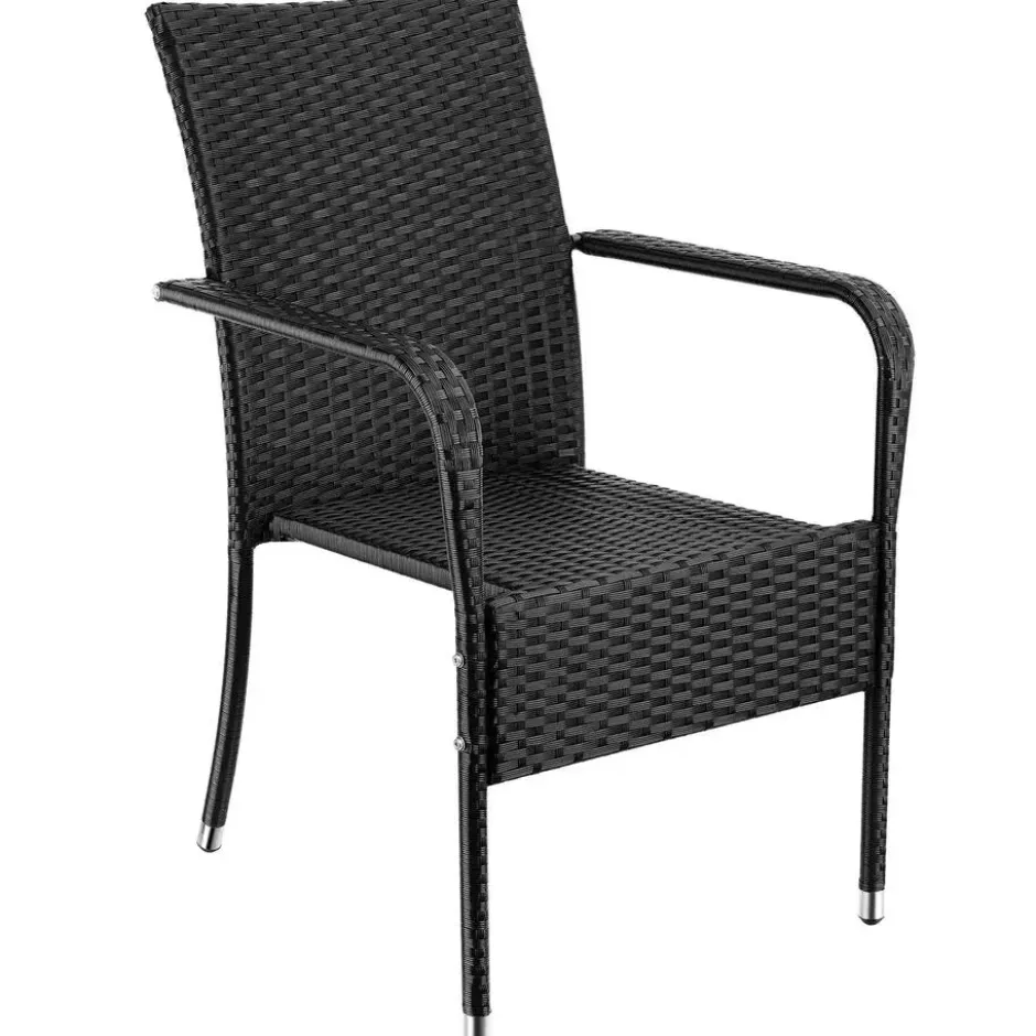tectake 2 tuinstoelen - Wickerstoel Girona, stapelbaar, draagkracht 120 kg