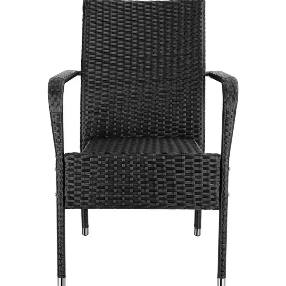 tectake 2 tuinstoelen - Wickerstoel Girona, stapelbaar, draagkracht 120 kg