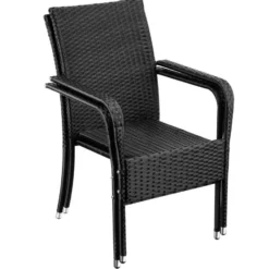 tectake 2 tuinstoelen - Wickerstoel Girona, stapelbaar, draagkracht 120 kg