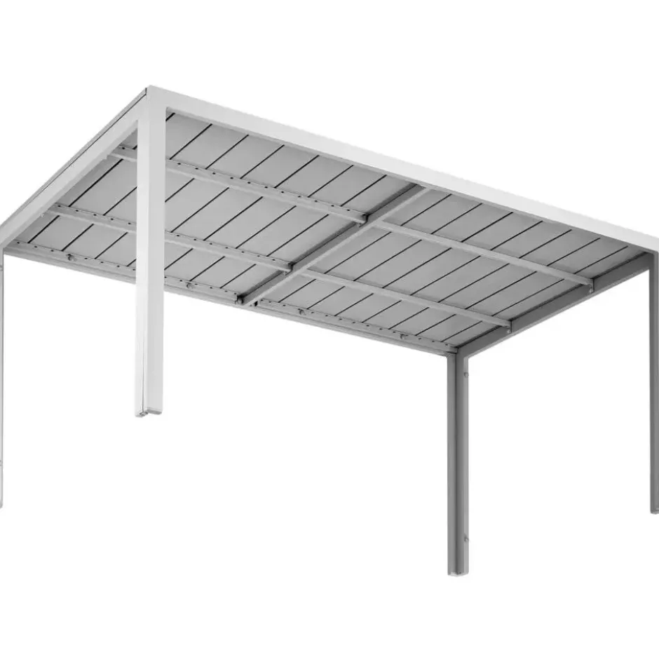 tectake Tuintafel, Roestvrij Aluminium, Verstelbare Voetjes, Zilver/Grijs