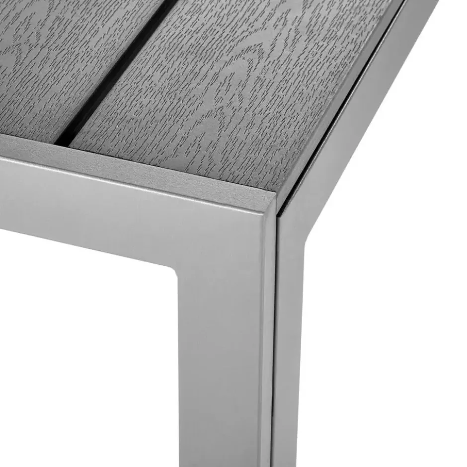 tectake Tuintafel, Roestvrij Aluminium, Verstelbare Voetjes, Zilver/Grijs