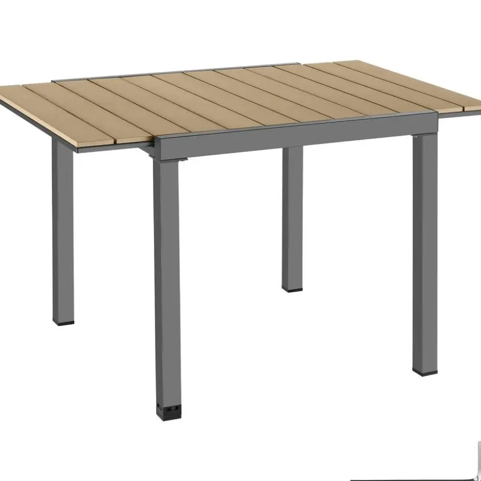 tectake Tuintafel Uitschuifbaar Weerbestendig Schwarz-Braun 130x75 cm
