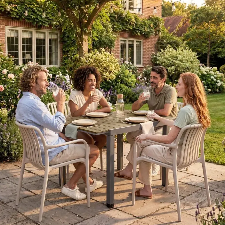 tectake Tuintafel Uitschuifbaar Weerbestendig Schwarz-Braun 130x75 cm