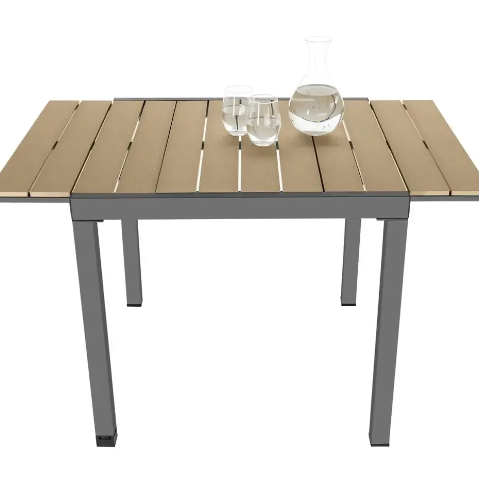 tectake Tuintafel Uitschuifbaar Weerbestendig Schwarz-Braun 130x75 cm