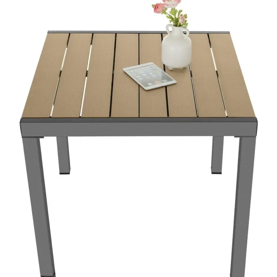 tectake Tuintafel Uitschuifbaar Weerbestendig Schwarz-Braun 130x75 cm