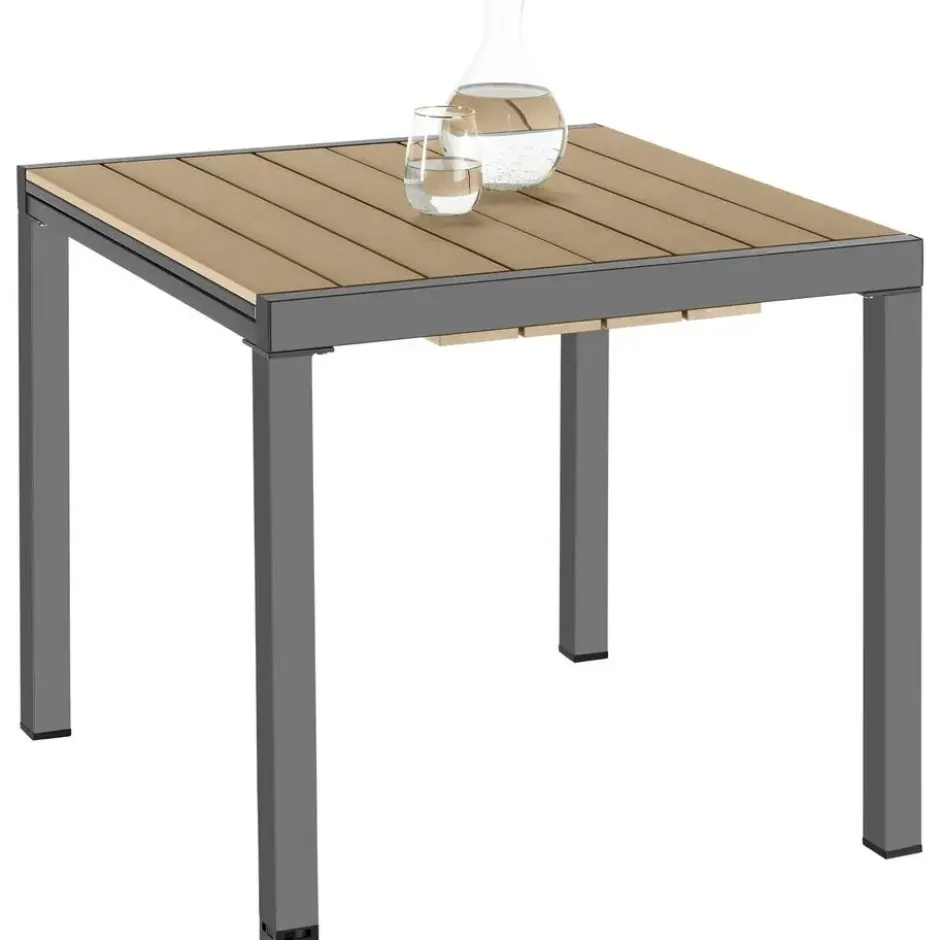 tectake Tuintafel Uitschuifbaar Weerbestendig Schwarz-Braun 130x75 cm