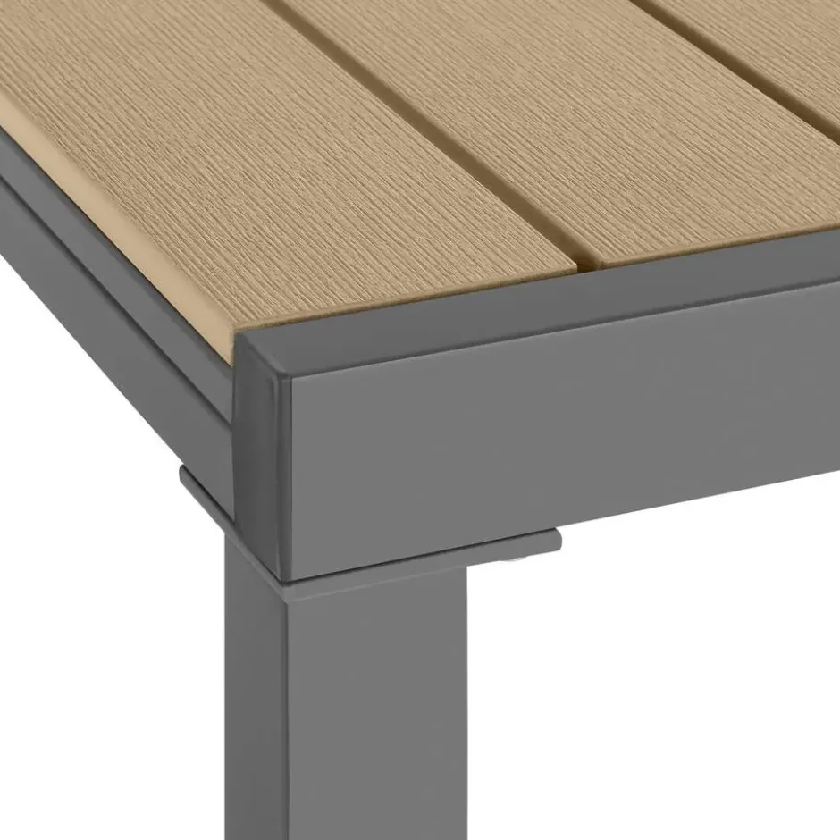 tectake Tuintafel Uitschuifbaar Weerbestendig Schwarz-Braun 130x75 cm