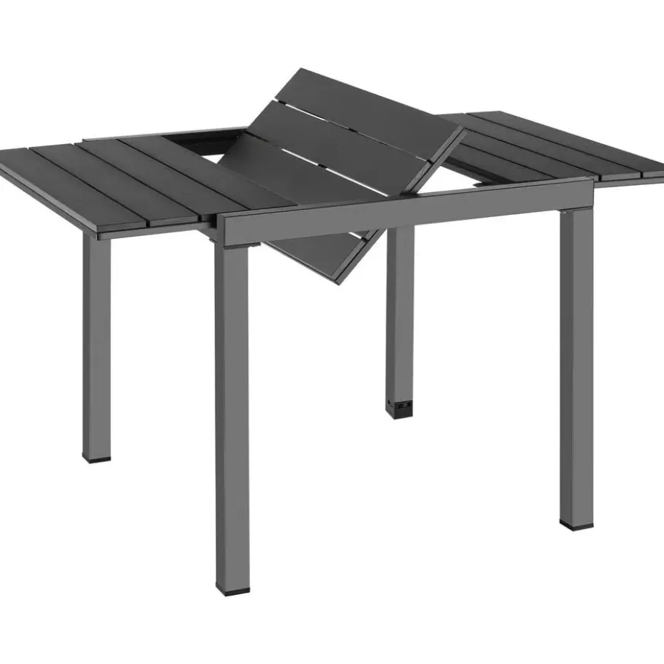 tectake Tuintafel Zwart Uitschuifbaar Aluminium voor 4-6 pers Weerbestendig