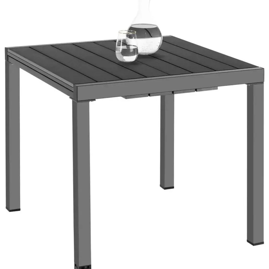 tectake Tuintafel Zwart Uitschuifbaar Aluminium voor 4-6 pers Weerbestendig