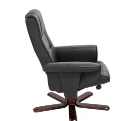 tectake TV-fauteuil met krukje model I, Zwart/Bruin
