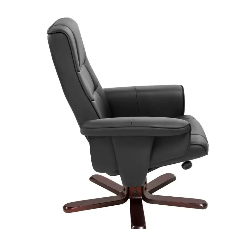 tectake TV-fauteuil met krukje model I, Zwart/Bruin