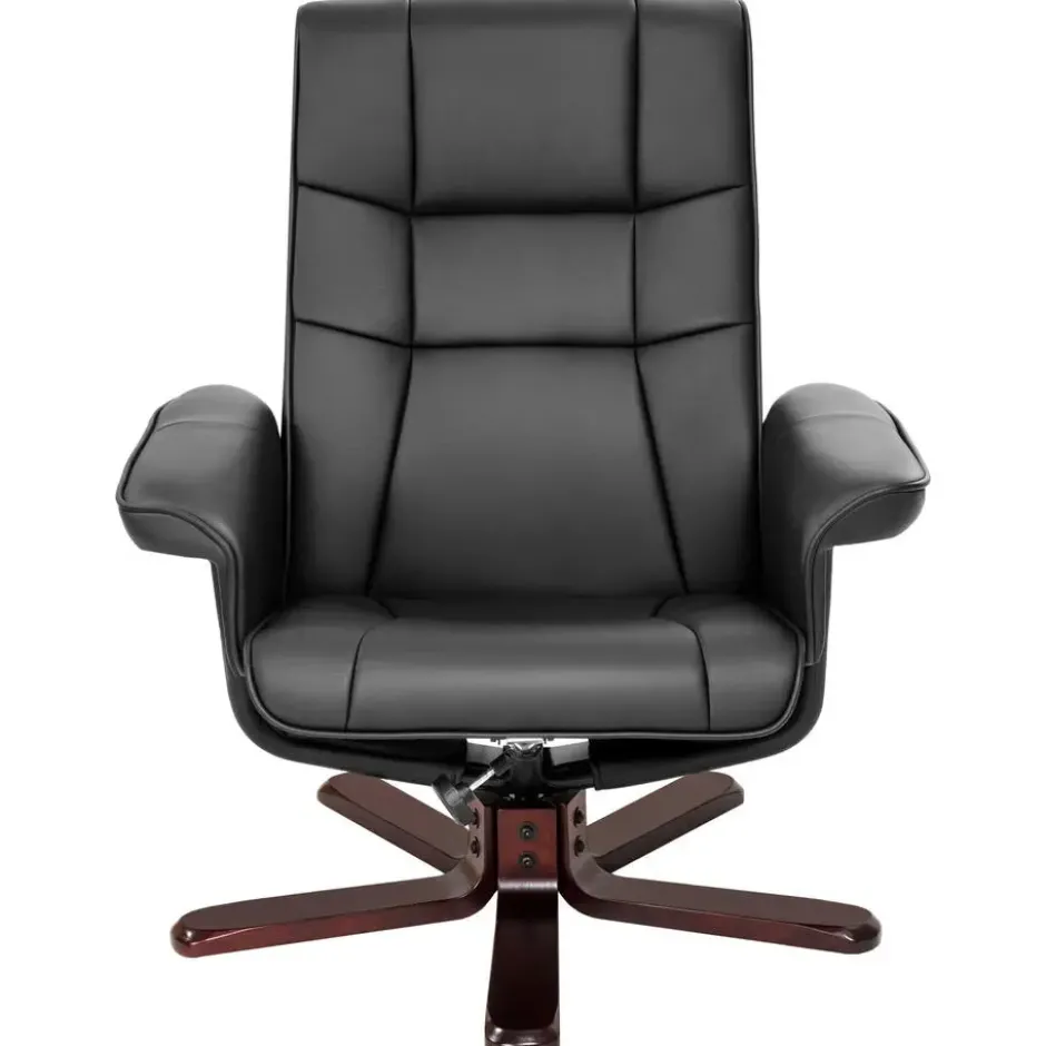 tectake TV-fauteuil met krukje model I, Zwart/Bruin