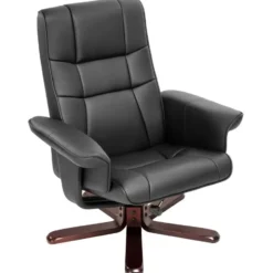 tectake TV-fauteuil met krukje model I, Zwart/Bruin