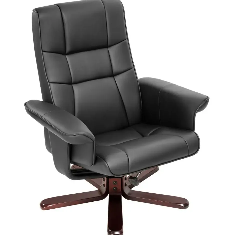 tectake TV-fauteuil met krukje model I, Zwart/Bruin