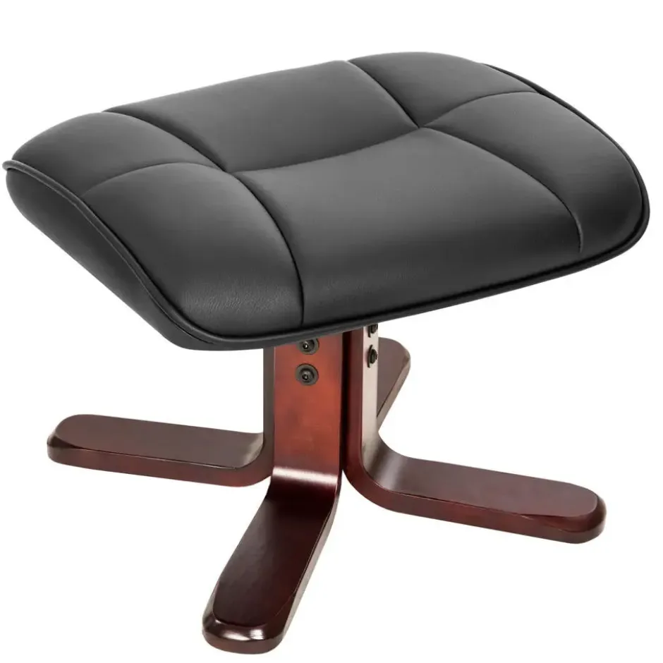 tectake TV-fauteuil met krukje model I, Zwart/Bruin