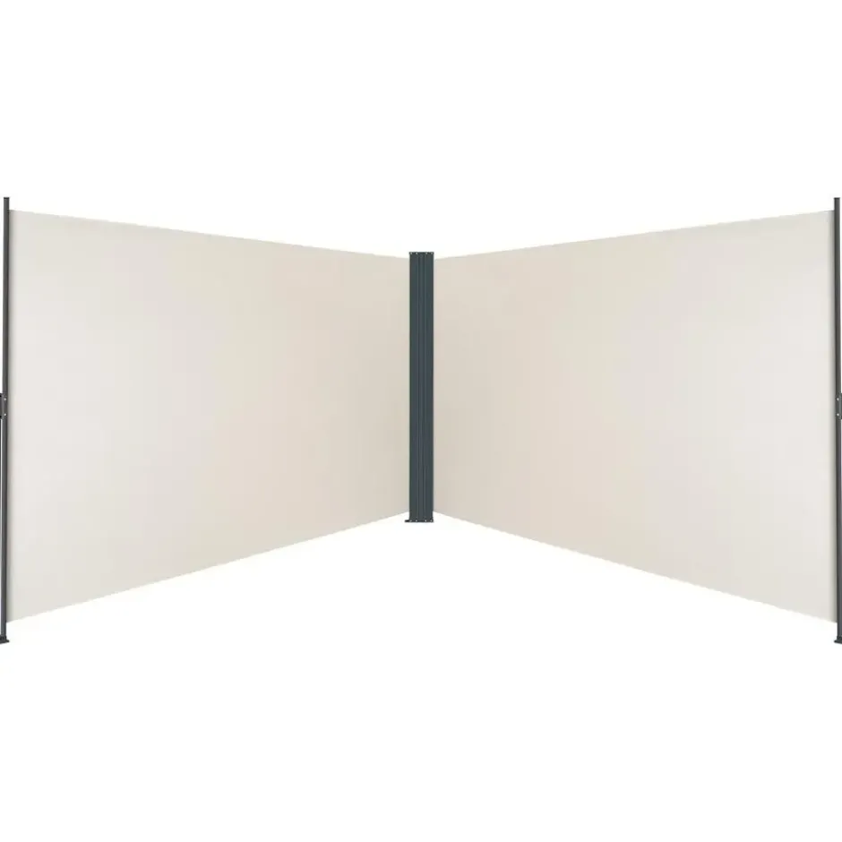 tectake Uitschuifbaar dubbel windscherm met oprolmechanisme, Beige