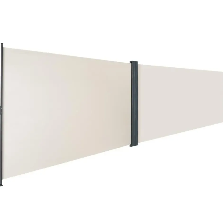tectake Uitschuifbaar dubbel windscherm met oprolmechanisme, Beige