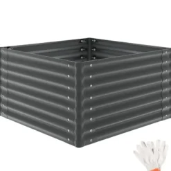 tectake - Verhoogde Plantenbak - Verzinkt Staal - 100 x 100 x 62 cm