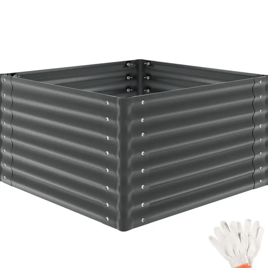tectake - Verhoogde Plantenbak - Verzinkt Staal - 100 x 100 x 62 cm